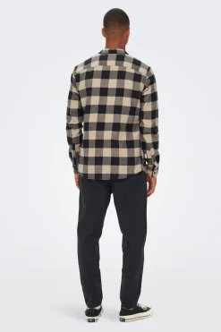 Only & Sons Camisa de hombre de manga larga y cuadros^Hombre Camisas