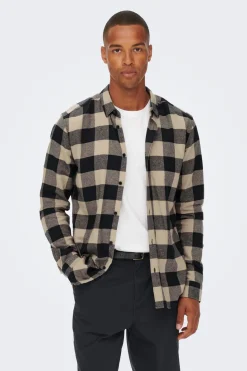 Only & Sons Camisa de hombre de manga larga y cuadros^Hombre Camisas
