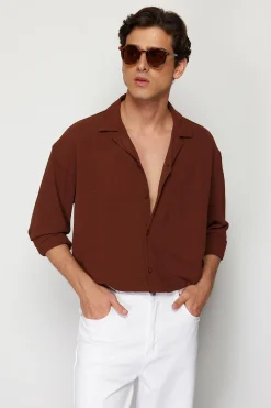 Trendyol Camisa flu&iacute;da manga larga^Hombre Camisas