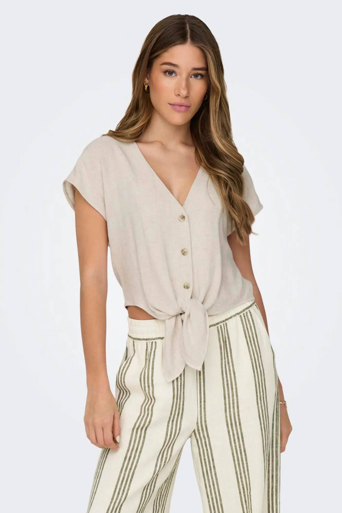 Only Camisa manga corta de lino^Mujer Camisas Y Blusas|Lino