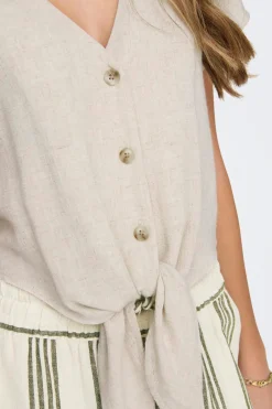 Only Camisa manga corta de lino^Mujer Camisas Y Blusas|Lino
