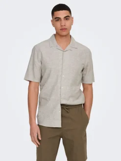 Only & Sons Camisa manga corta lino^Hombre Camisas|Lino