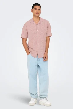 Only & Sons Camisa manga corta lino^Hombre Camisas|Lino