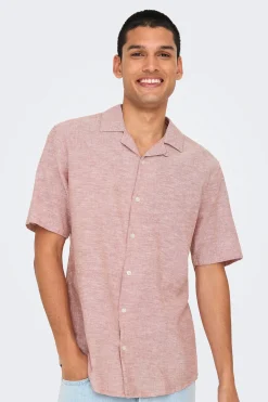 Only & Sons Camisa manga corta lino^Hombre Camisas|Lino