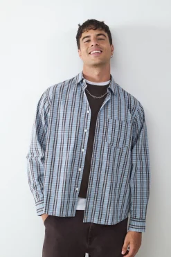 Balmohk Camisa manga larga oversize bolsillo^Hombre Camisas