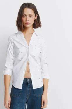 Springfield Camisa Oxford escote pico algod&oacute;n^Mujer Camisas Y Blusas