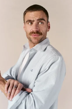 OOTO Camisa oxford raya candela manga larga^Hombre Camisas