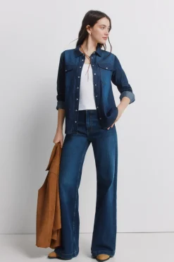 Springfield Camisa vaquera bolsillos algod&oacute;n^Mujer Camisas Y Blusas