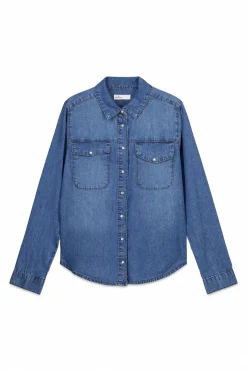 Springfield Camisa vaquera bolsillos algod&oacute;n^Mujer Camisas Y Blusas