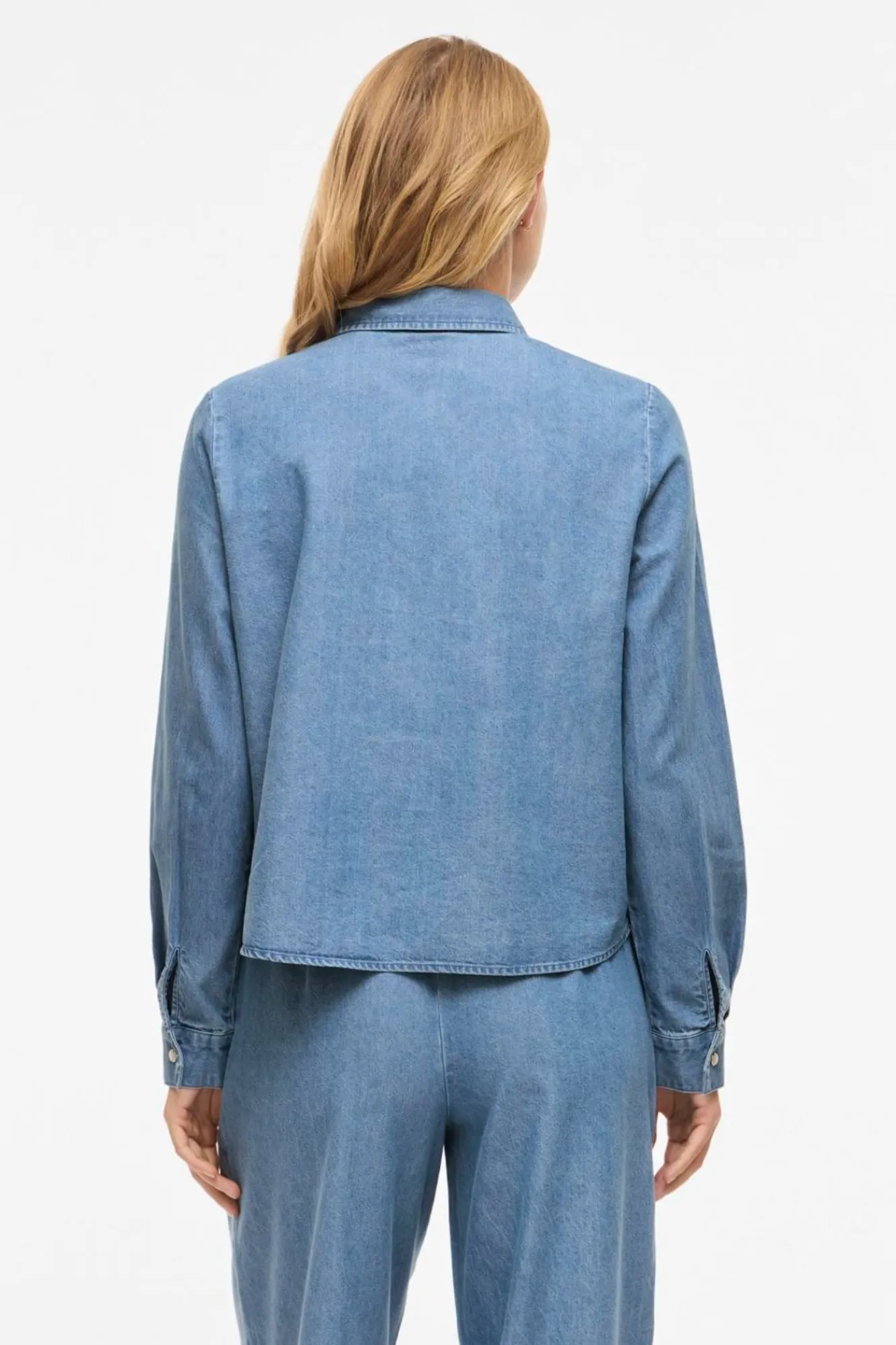 Vila Camisa vaquera con lazada en el cuello^Mujer Camisas Y Blusas