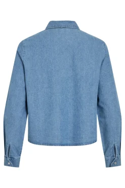 Vila Camisa vaquera con lazada en el cuello^Mujer Camisas Y Blusas