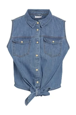 Noisy May Camisa vaquera sin mangas anudada^Mujer Camisas Y Blusas|Total Look