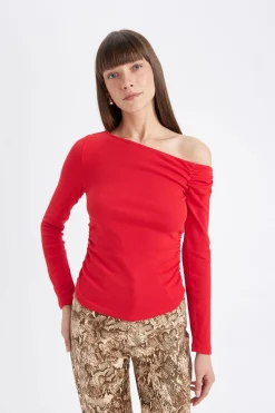 DeFacto Camiseta asim&eacute;trica^Mujer Basic Bar