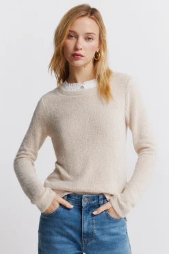 Springfield Camiseta chenilla cuello combinado^Mujer Camisetas