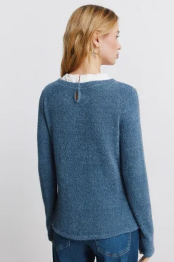 Springfield Camiseta chenilla cuello combinado^Mujer Camisetas