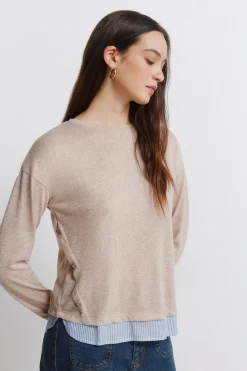 Springfield Camiseta combinada botones lateral^Mujer Camisetas