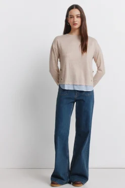 Springfield Camiseta combinada botones lateral^Mujer Camisetas