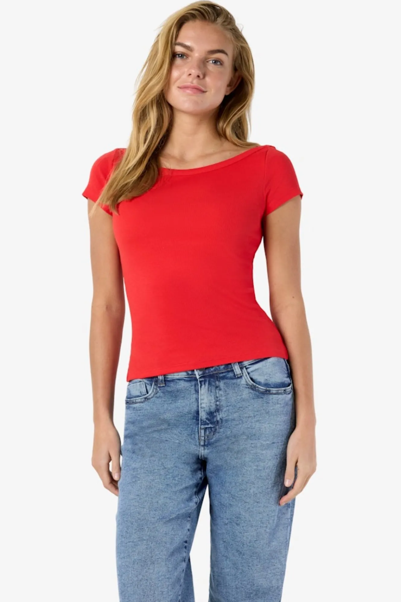 Noisy May Camiseta de manga corta con cuello barco^Mujer Camisetas