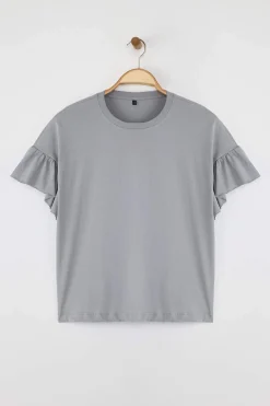 Trendyol Camiseta de manga corta volantes^Mujer Camisetas