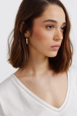 Springfield Camiseta escote uve lace^Mujer Camisetas