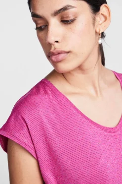 Pieces Camiseta lurex pico^Mujer Camisetas