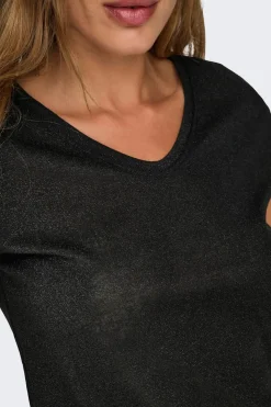 Only Camiseta manga corta de lurex^Mujer Camisetas