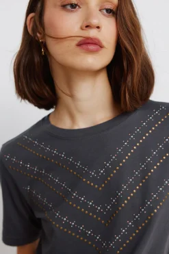 Springfield Camiseta manga corta tachas^Mujer Camisetas