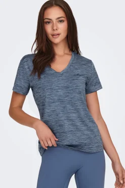 Only Play Camiseta manga corta y cuello V, y con tejido efecto lavado^Mujer Deporte