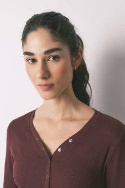 Women'secret Camiseta manga larga algod&oacute;n canal&eacute; granate^Mujer Pijamas