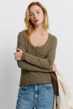 Springfield Camiseta manga larga lace^Mujer Camisetas