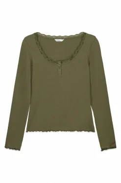 Springfield Camiseta manga larga lace^Mujer Camisetas