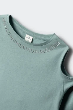 Springfield Kids Camiseta manga larga tachas hombro descubierto ni&ntilde;a^Niños Camisetas