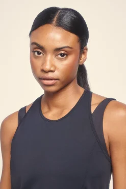 Dash and Stars Camiseta microfibra halter negra^Mujer Deporte