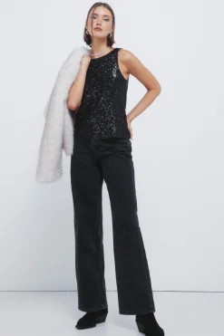 Springfield Camiseta nadadora lentejuelas^Mujer Camisetas