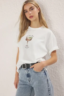 Trendyol Camiseta oversize manga corta^Mujer Camisetas