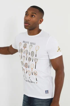 Brave Soul Camiseta raquetas manga corta^Hombre Camisetas