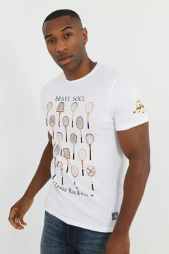 Brave Soul Camiseta raquetas manga corta^Hombre Camisetas