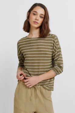 Springfield Camiseta rayas botones hombro^Mujer Camisetas