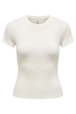 Only Camiseta strass ajustada^Mujer Camisetas