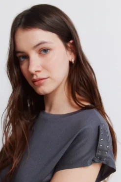 Springfield Camiseta tachas b&aacute;sica^Mujer Camisetas