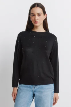 Springfield Camiseta tachas delantero^Mujer Camisetas