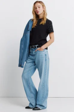 Springfield Camiseta tachas manga corta^Mujer Camisetas