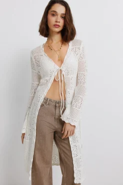 Springfield Cardigan largo pointelle^Mujer Jerséis Y Cárdigans