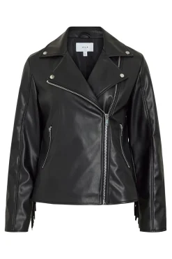 Vila Cazadora biker de polipiel con flecos^Mujer Chaquetas