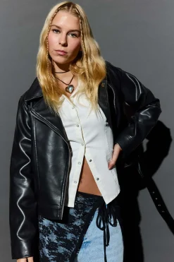 DeFacto Cazadora motera efecto piel^Mujer Chaquetas