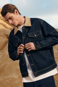 Springfield Cazadora vaquera oversize cuello contraste^Hombre Cazadoras