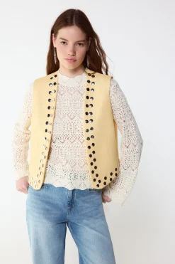 Slowlove Chaleco con tachas^Mujer Chaquetas|Chalecos