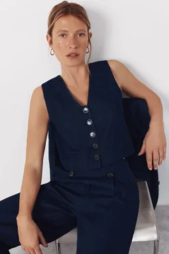 Cortefiel Chaleco Denim sastre^Mujer Chaquetas|Chalecos