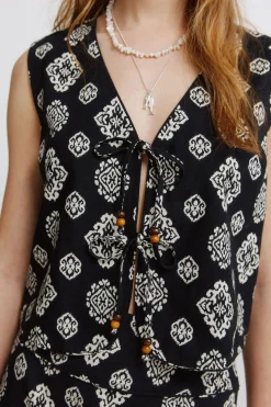 Springfield Chaleco estampado &eacute;tnico^Mujer Chaquetas|Jerséis Y Cárdigans