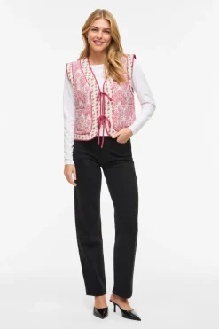 Vila Chaleco guateado estampado con lazos^Mujer Chaquetas|Chalecos